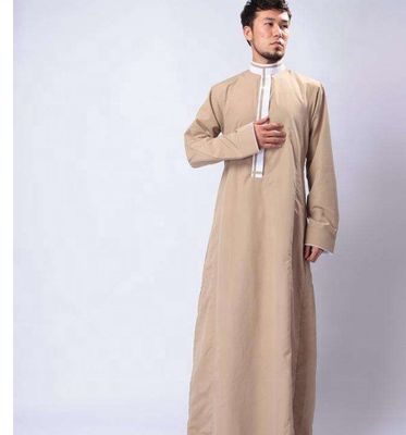 Popline Mensen Saoedische stijl Thobe Islamitisch Arabische jurk gemaakt van vlamvertragend polyester