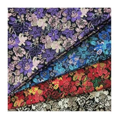 Voorraad Kleur Luxe Brocade Stof 260gm Jacquard Metalen 100% Polyester