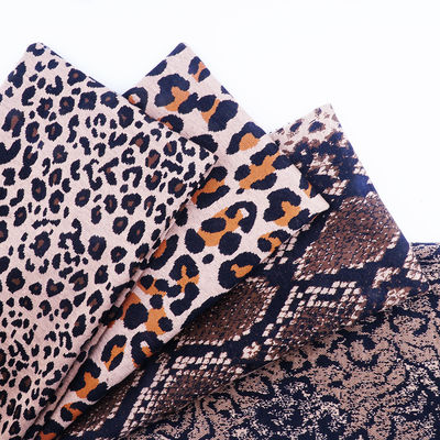 Geprinte 4 Way Stretch Denim Stof Sneldrogen en met Leopard Patroon