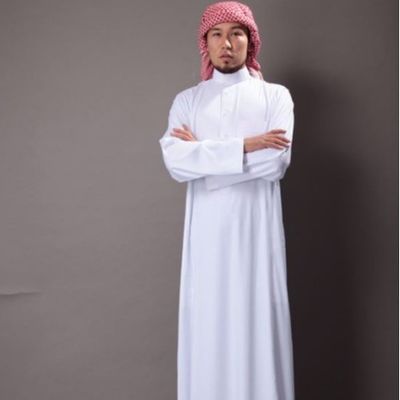 Popline Mensen Saoedische stijl Thobe Islamitisch Arabische jurk gemaakt van vlamvertragend polyester