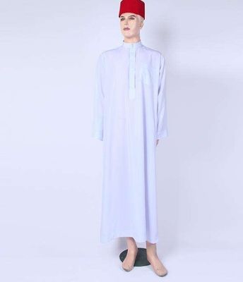 Popline Mensen Saoedische stijl Thobe Islamitisch Arabische jurk gemaakt van vlamvertragend polyester