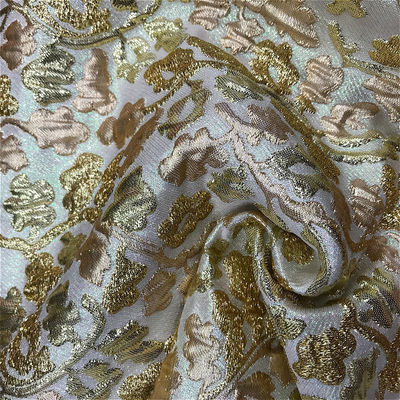 Voorraad Kleur Luxe Brocade Stof 260gm Jacquard Metalen 100% Polyester