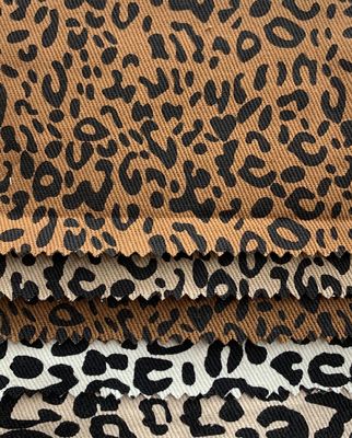 Home Textiel 4 Way Stretch Denim Stof met Leopard Print Competitive 57/58&quot; Breedte